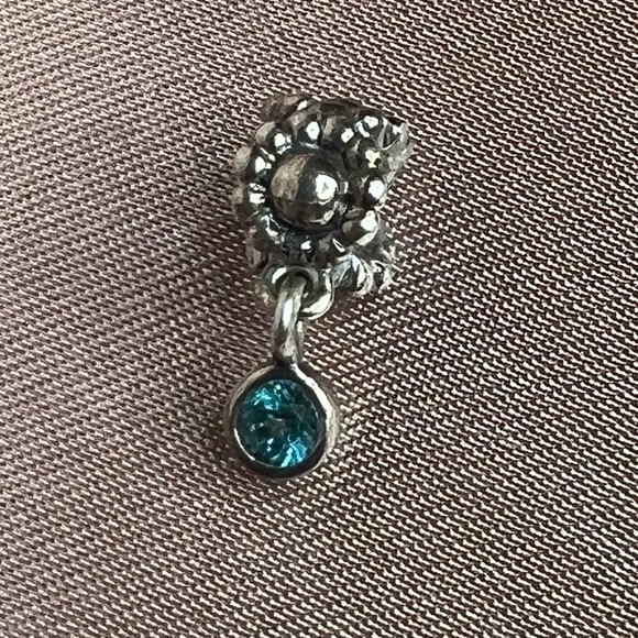 Pandora Blue Topaz Dew Drop Flower Charm - Picture 1 of 4